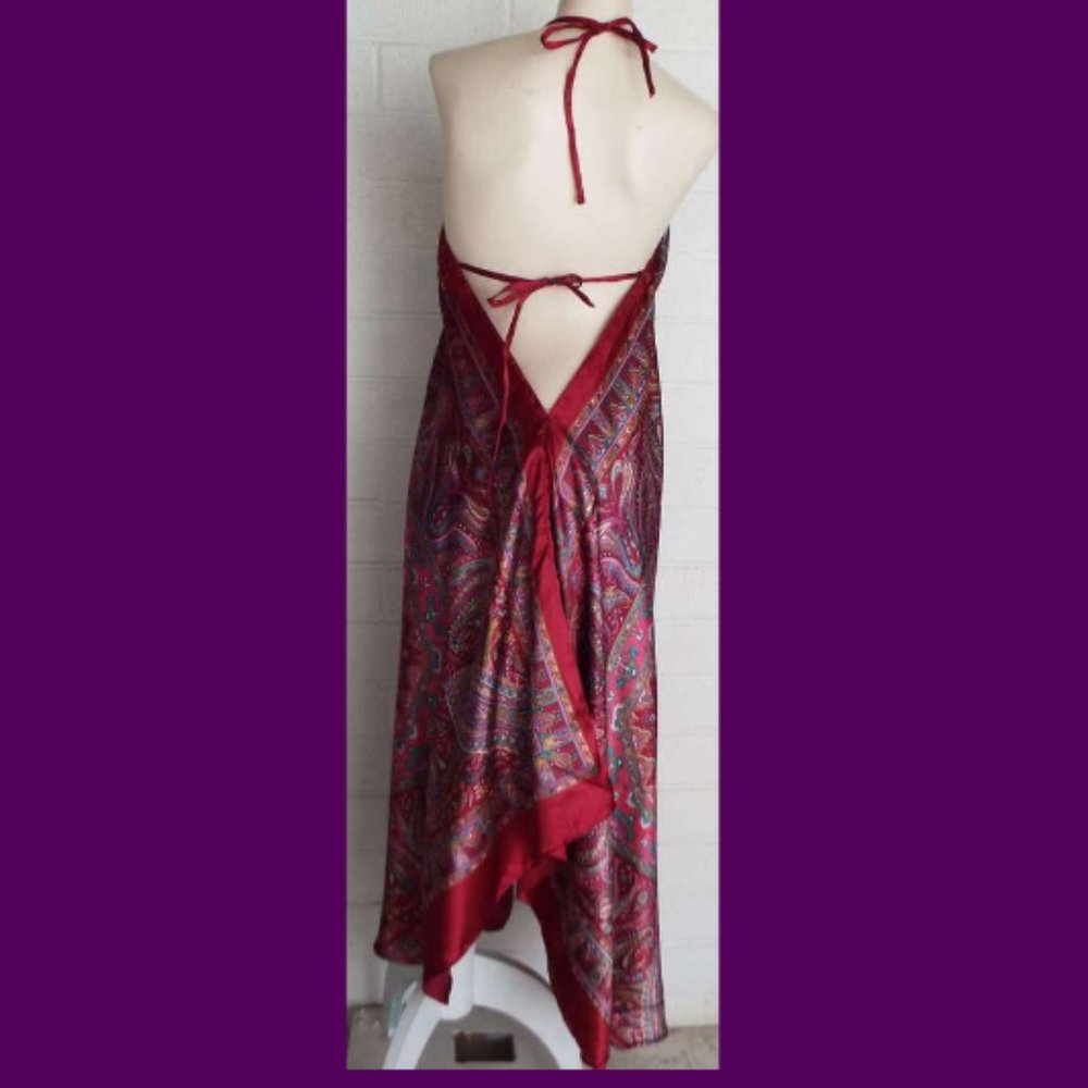 New SACRED THREADS M L wine paisley scarf dress - Picture 6 of 7